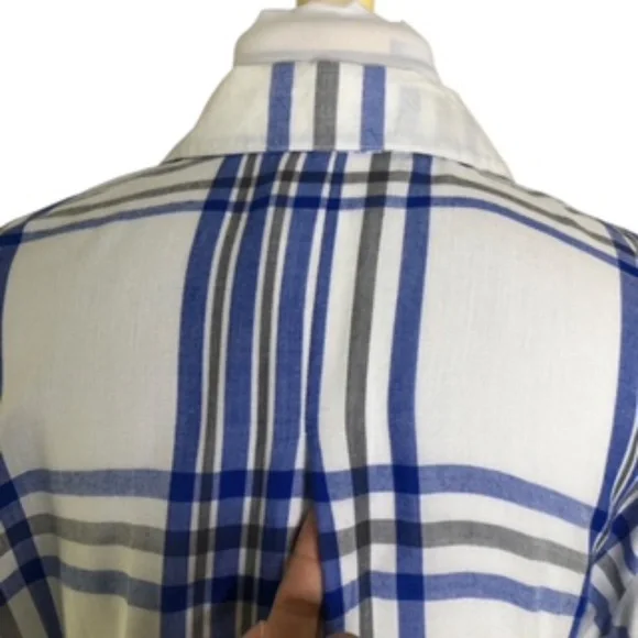 NWOT Hester & Orchard Plaid Button Front Roll Up Tabbed Sleeve Shirt Size M - Picture 7 of 11